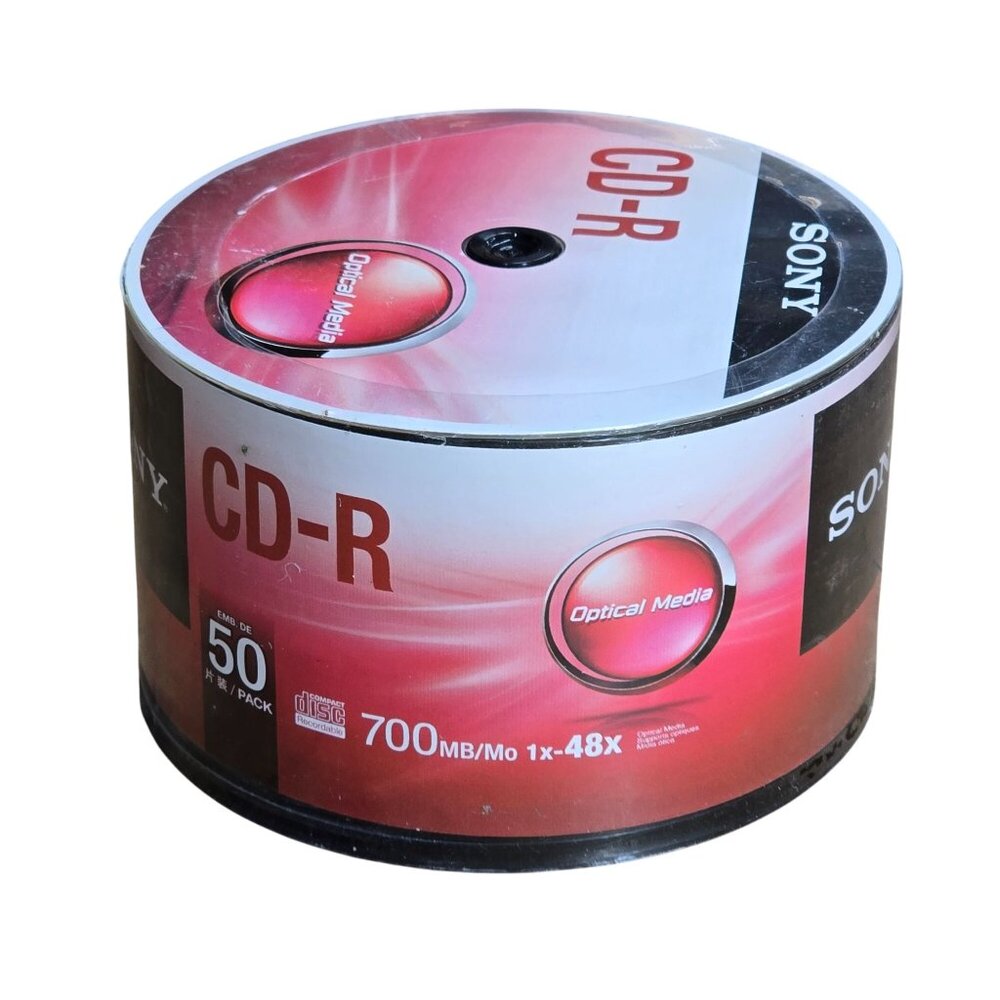 Sony CD-R 700MB 48X 50 Pack Spindle Optical Media For Data & Music Storage Durab